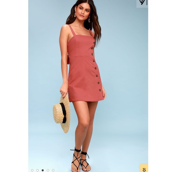 Lulus Louetta Rust Red Button-Down Mini Dress - Picture 2 of 3